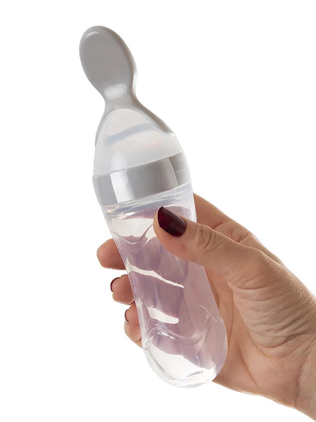 Babyjem Sıkmalı Mama Kaşığı - Gri