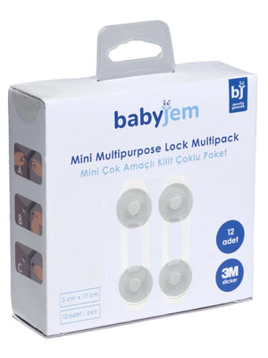 Babyjem Mini Çok Amaçlı Kilit Çoklu Paket 12 Adet / Şeffaf
