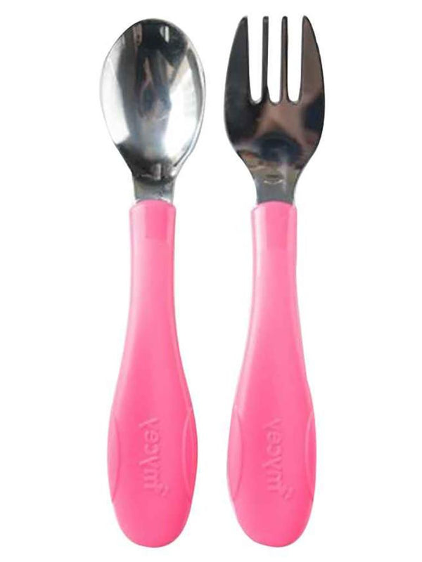 Babyjem Paslanmaz Celık Catal Kasık Setı - Pembe