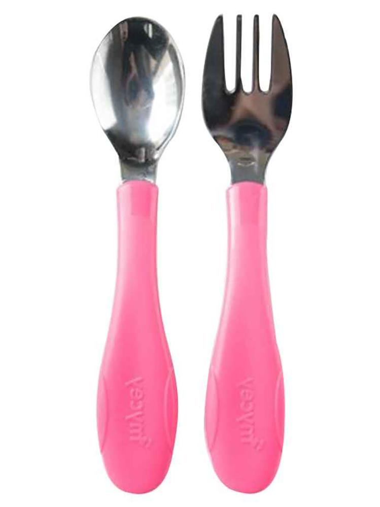 Babyjem Paslanmaz Celık Catal Kasık Setı - Pembe