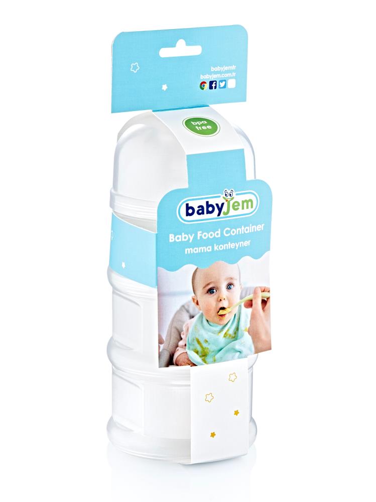 Baby Jem Katlı Toz Mama Kabı - Beyaz