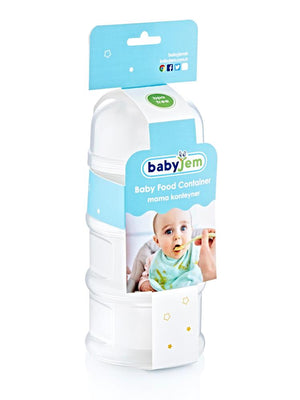 Baby Jem Katlı Toz Mama Kabı - Beyaz