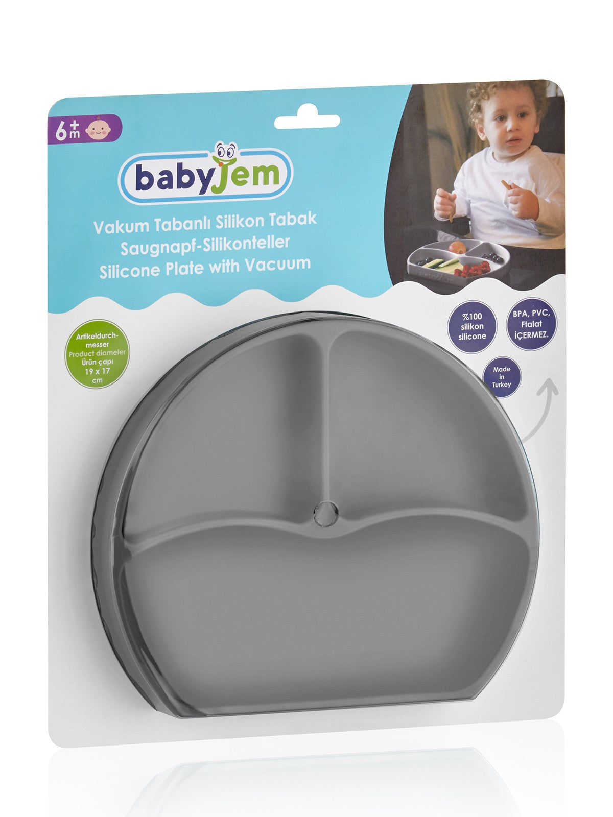 Babyjem Silikon Tabak - Gri