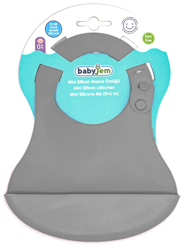 Babyjem Mini Silikon Önlük - Gri
