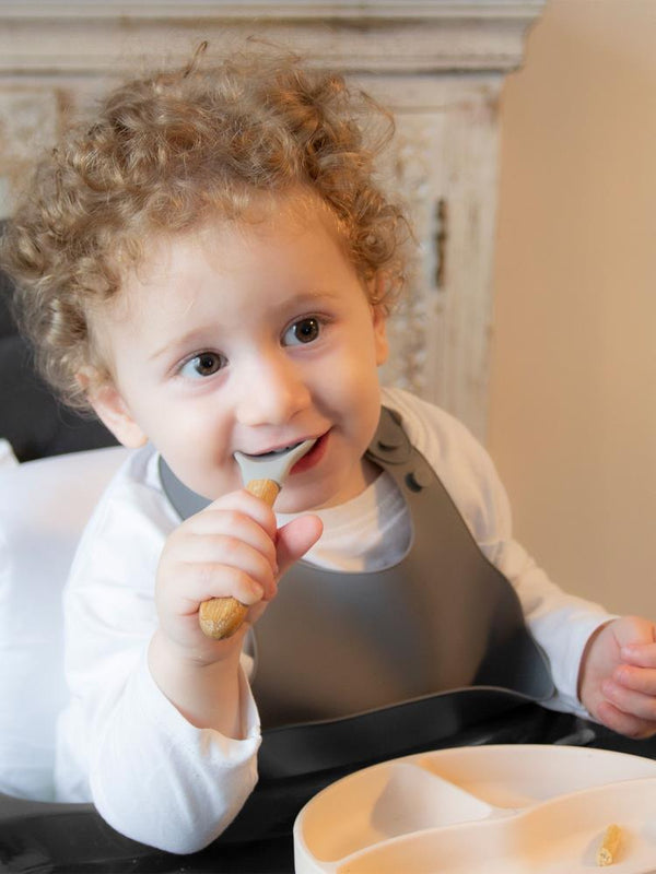 Babyjem Mini Silikon Önlük - Gri