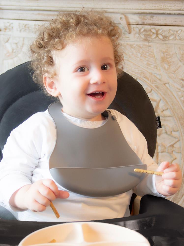 Babyjem Mini Silikon Önlük - Gri