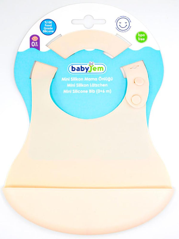Babyjem Mini Silikon Önlük - Ekru