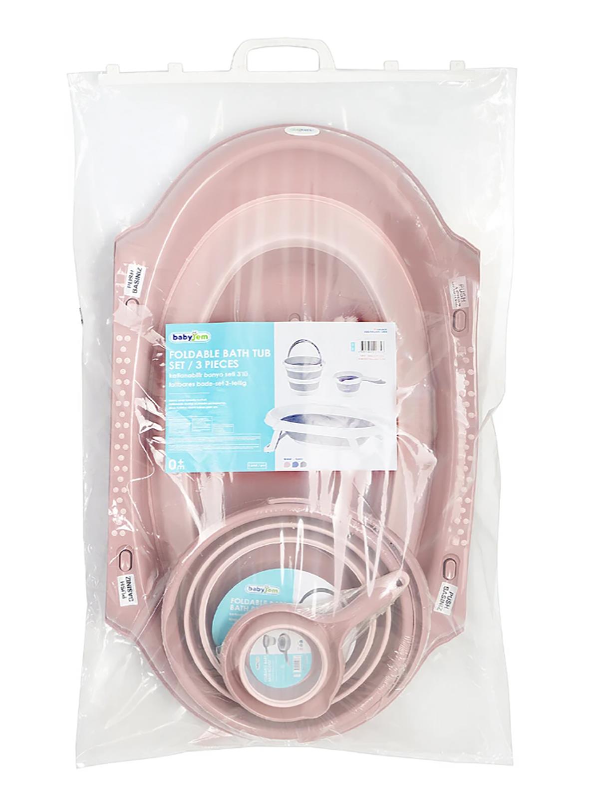 Babyjem 3'lü Katlanır Banyo Set - Pudra