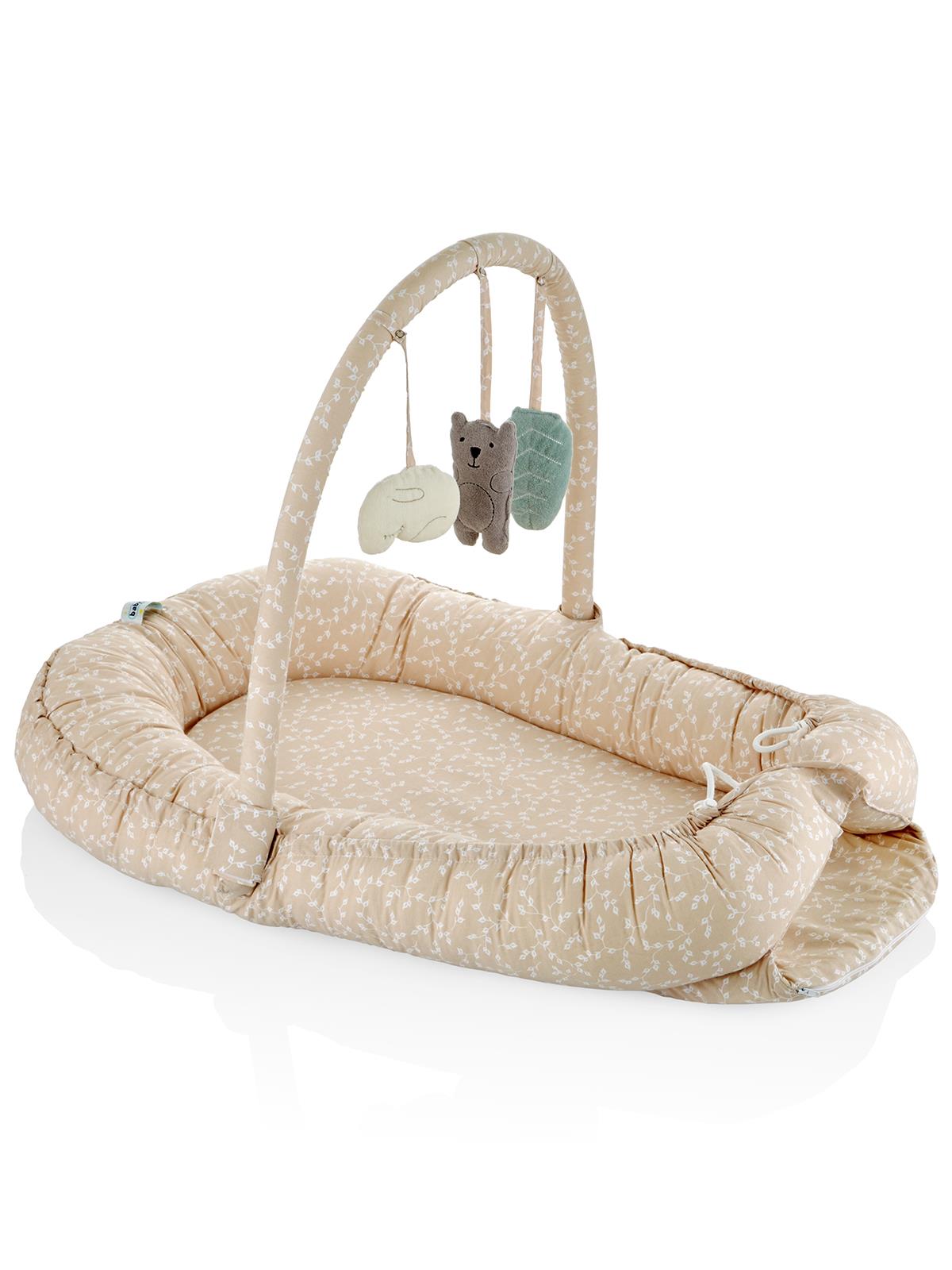 Babyjem Oyuncaklı Anne Baba Yanı Yatağı - Pudra