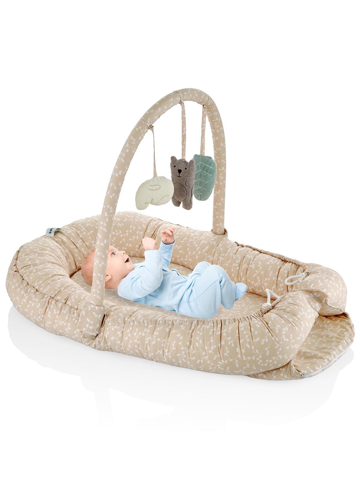 Babyjem Oyuncaklı Anne Baba Yanı Yatağı - Pudra