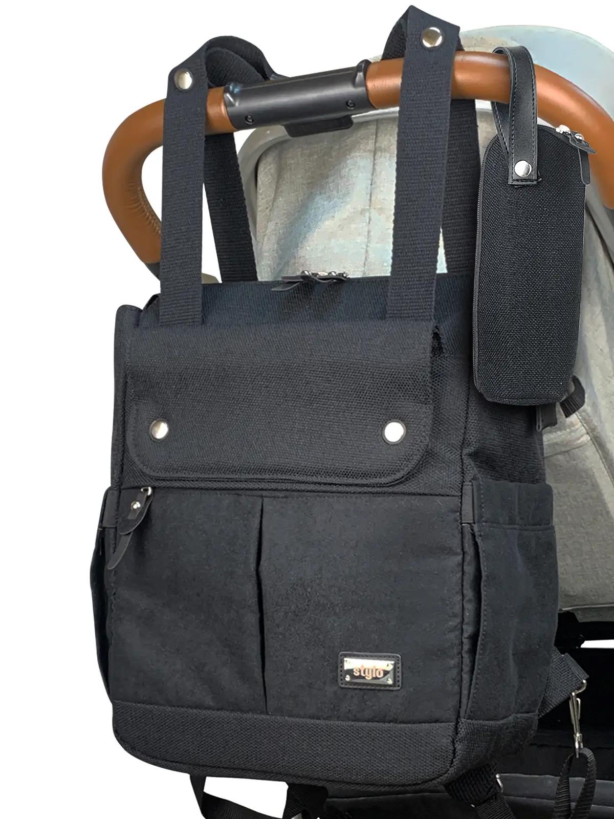 Stylo Platinum (2 In 1) Anne Bebek Bakım Sırt Ve Omuz Çantası - Siyah