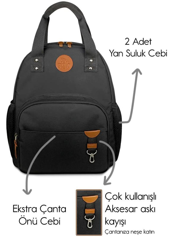 Stylo Popi Anne Bebek Bakım ve Sırt Çantası - Siyah
