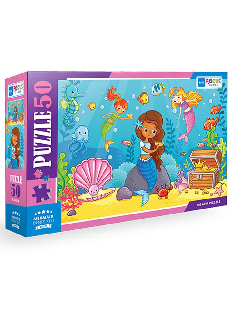 Focus Games Deniz Kızı Puzzle 50 Parça Renkli