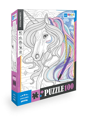 Blue Focus Unicorn Boyanabilir 100 Parça Puzzle
