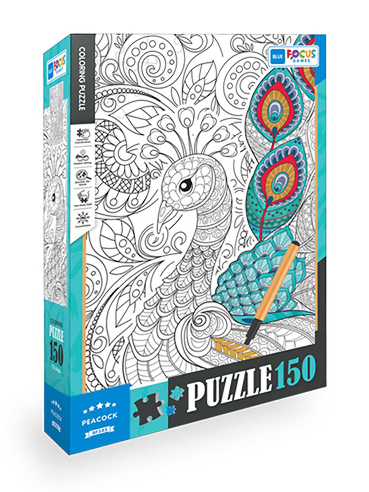Blue Focus Tavuskuşu Boyanabilir Puzzle 150 Parça
