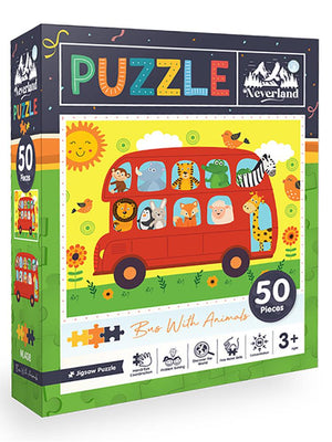 Blue Focus Games 50 Pıece - Bus Wıth Anımals (Hayvanlarla Otobüs)