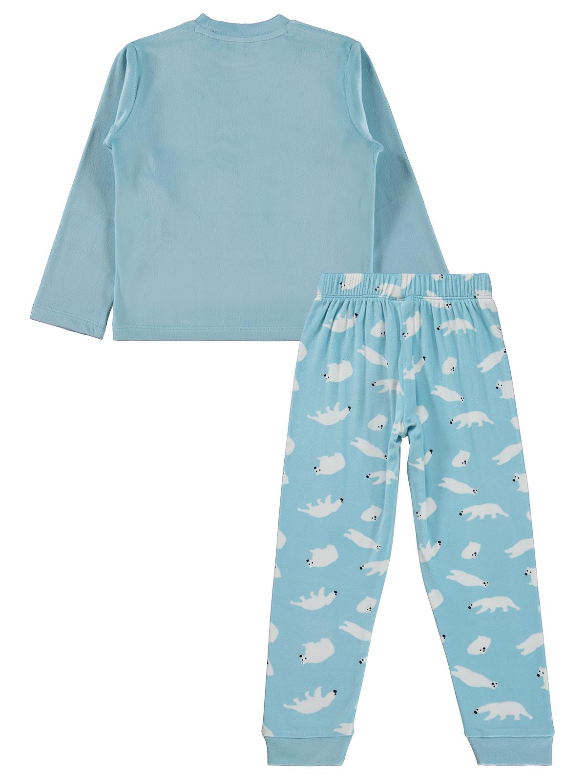 Dorka Golsut Kutup Ayısı Basıklı 3-11 Yaş Pijama Takımı - Mavi