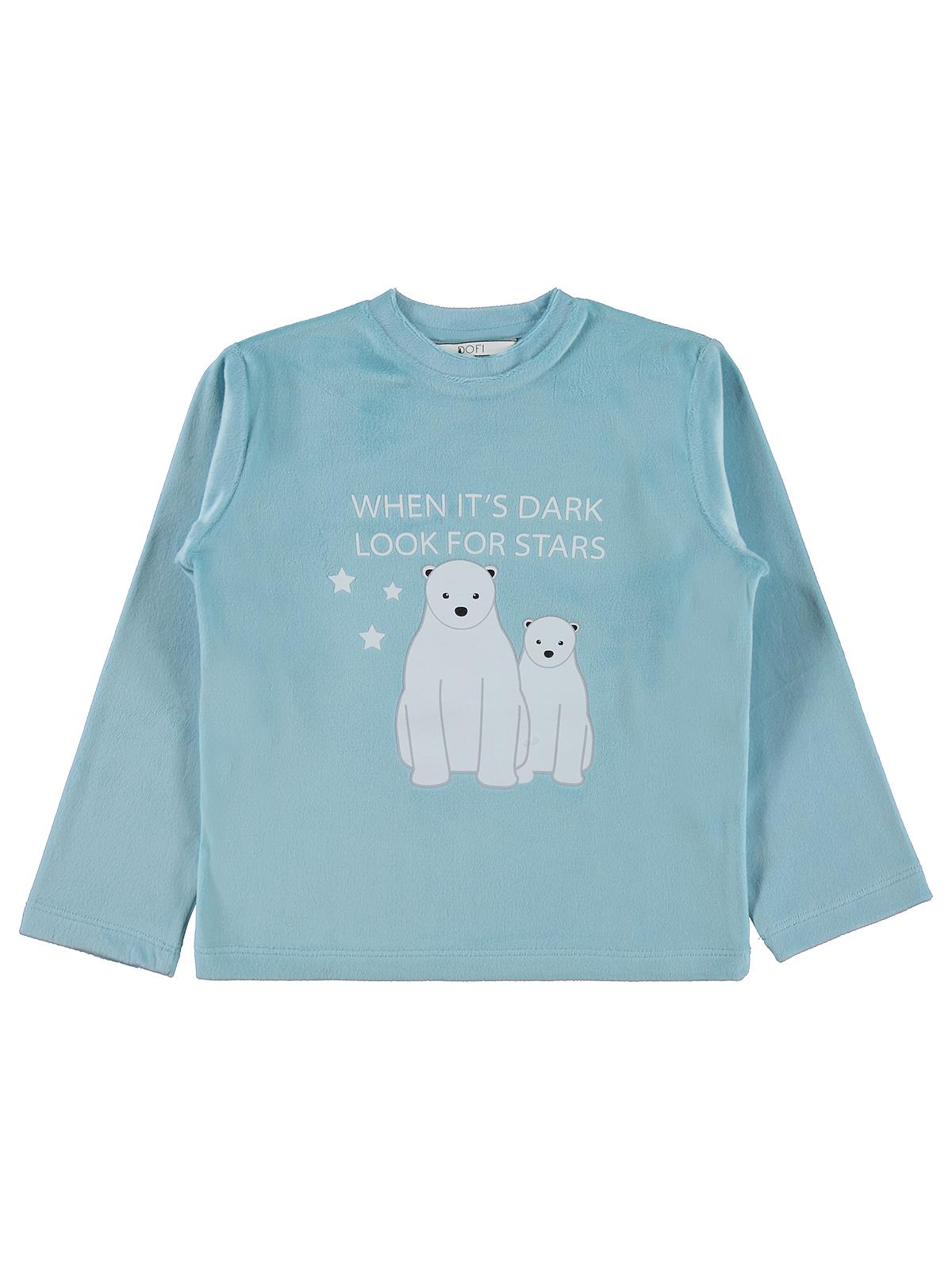 Dorka Golsut Kutup Ayısı Basıklı 3-11 Yaş Pijama Takımı - Mavi