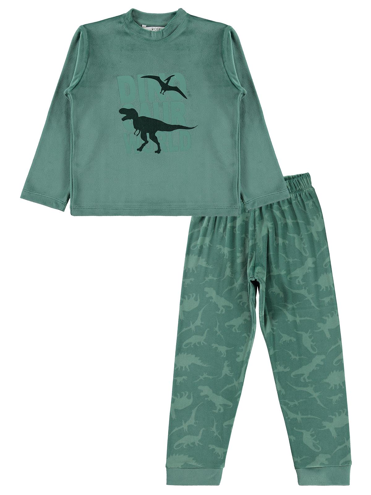 Dinazor World Basıklı 3-11 Yaş Pijama Takımı - Yeşil