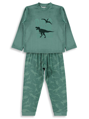 Dinazor World Basıklı 3-11 Yaş Pijama Takımı - Yeşil