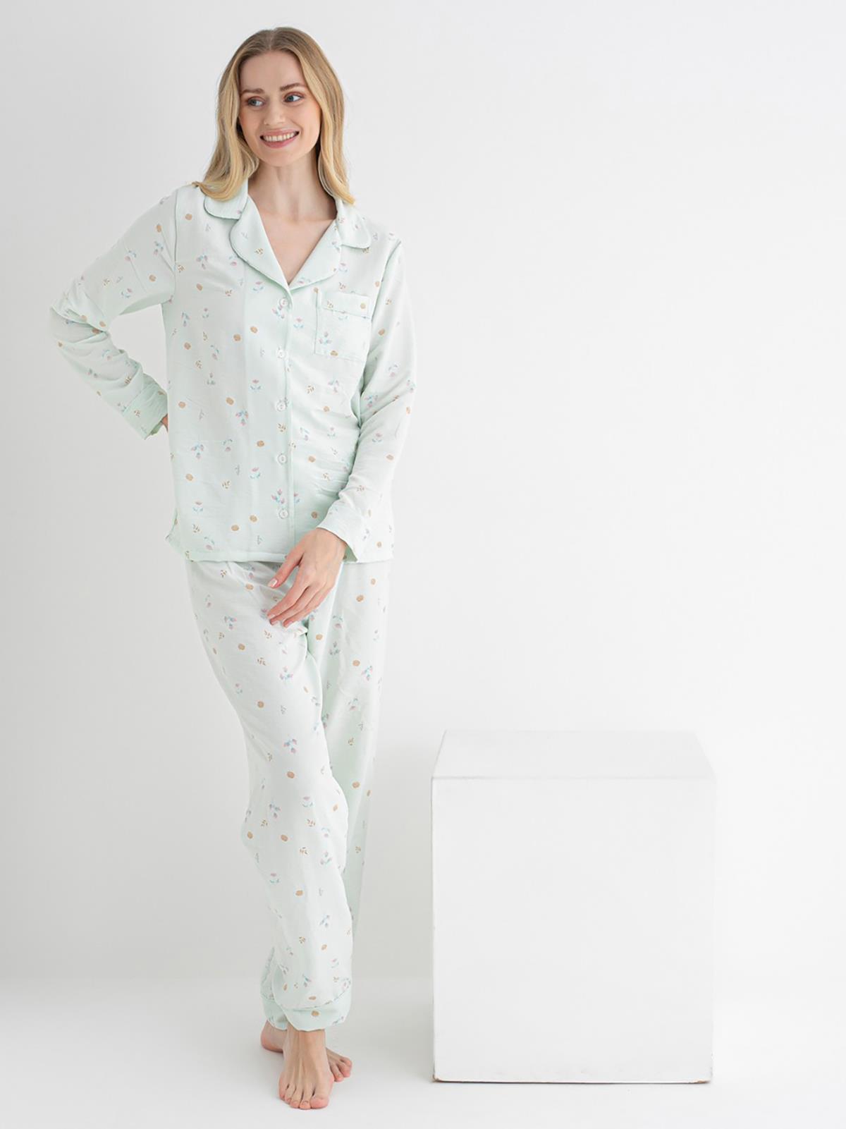 Dofi Kadın Desenli S-XL Pijama Takımı - Yeşil