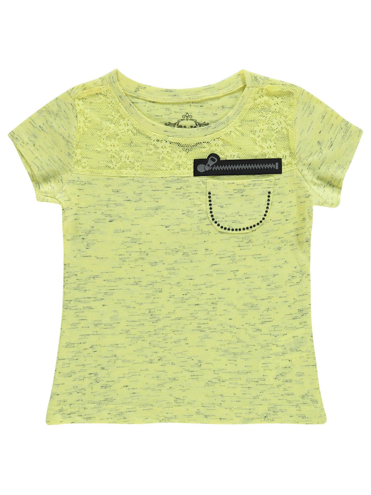 Civil Girls Roba Dantelli 2-5 Yaş Tişört - Sarı