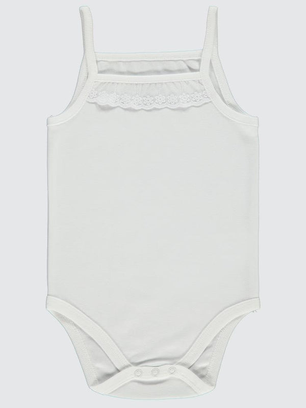Civil Baby İp Askılı Dantelli 12-18 Ay Kız Çıtçıtlı Badi - Beyaz