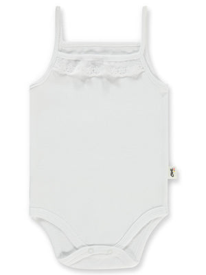 Civil Baby Penye İp Askılı Dantelli 2-3 Yaş Kız Çıtçıtlı Badi - Beyaz