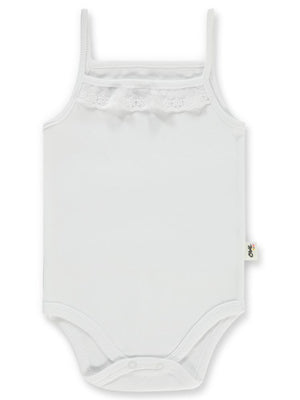 Civil Baby Penye İp Askılı Dantelli 2-3 Yaş Kız Çıtçıtlı Badi - Beyaz