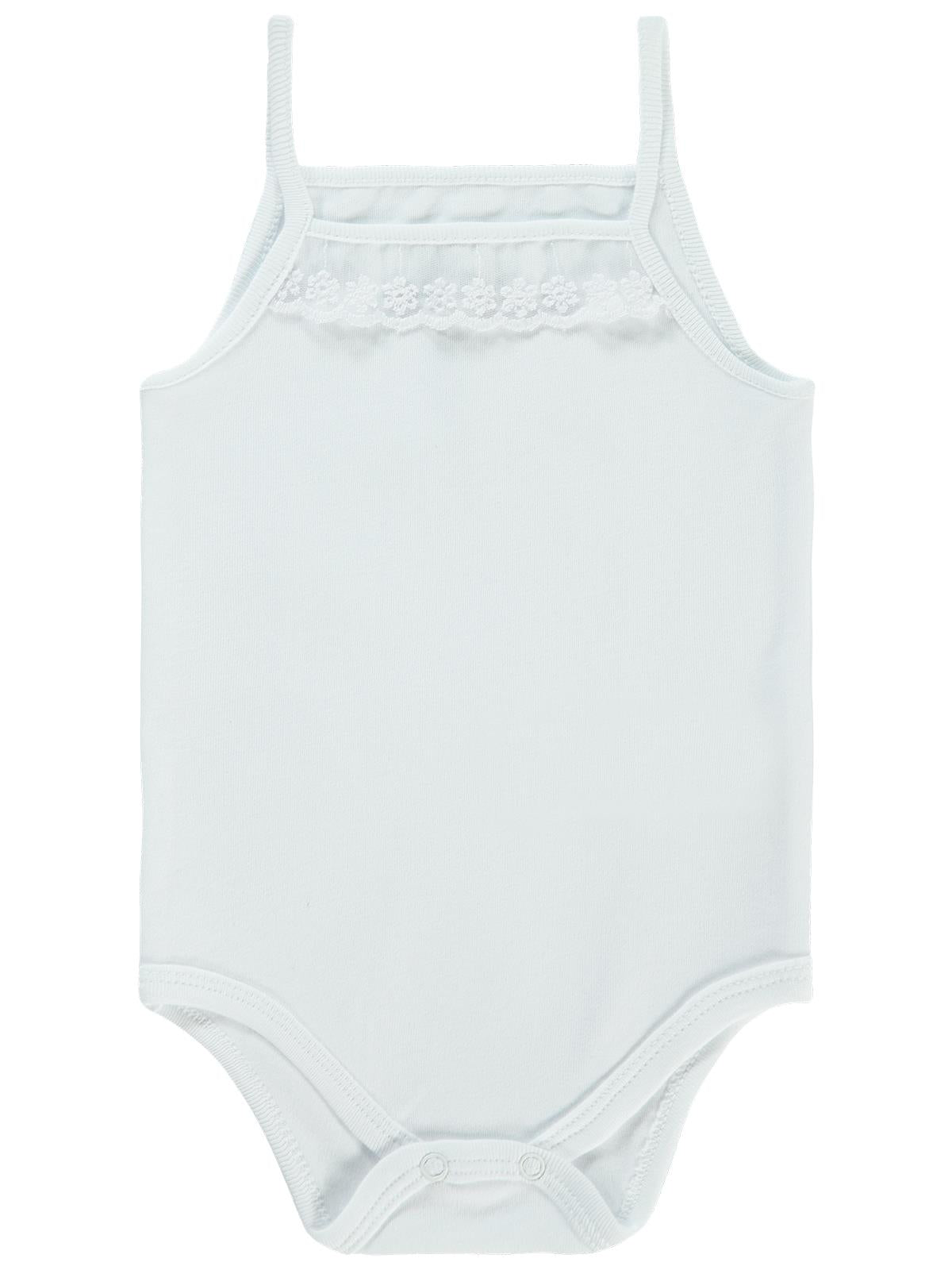 Civil Baby Penye İp Askılı Dantelli 3-9 Ay Kız Çıtçıtlı Badi - Beyaz
