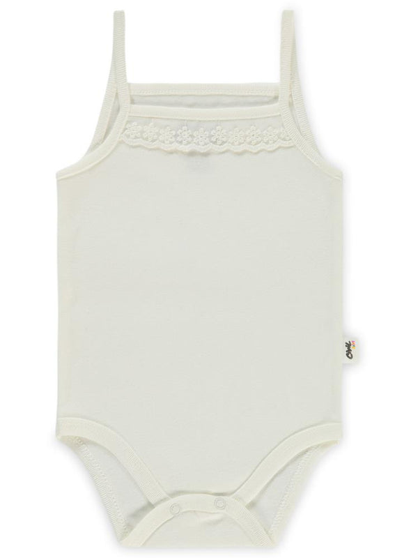 Civil Baby Penye İp Askılı Dantelli 3-9 Ay Kız Çıtçıtlı Badi - Ekru