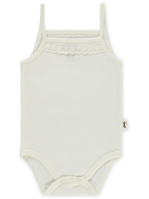 Civil Baby Penye İp Askılı Dantelli 2-3 Yaş Kız Çıtçıtlı Badi - Ekru