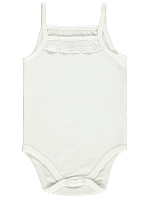 Civil Baby Penye İp Askılı Dantelli 3-9 Ay Kız Çıtçıtlı Badi - Ekru
