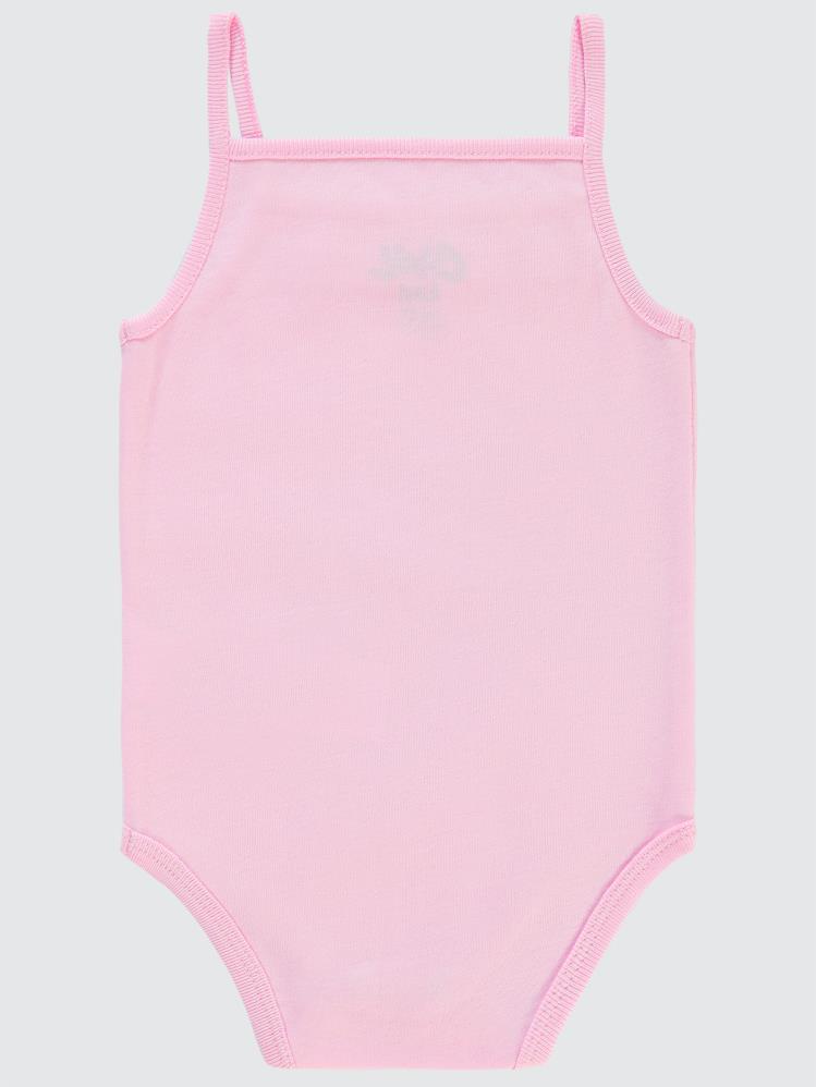 Civil Baby Penye İp Askılı Dantelli 3-9 Ay Kız Çıtçıtlı Badi - Pembe