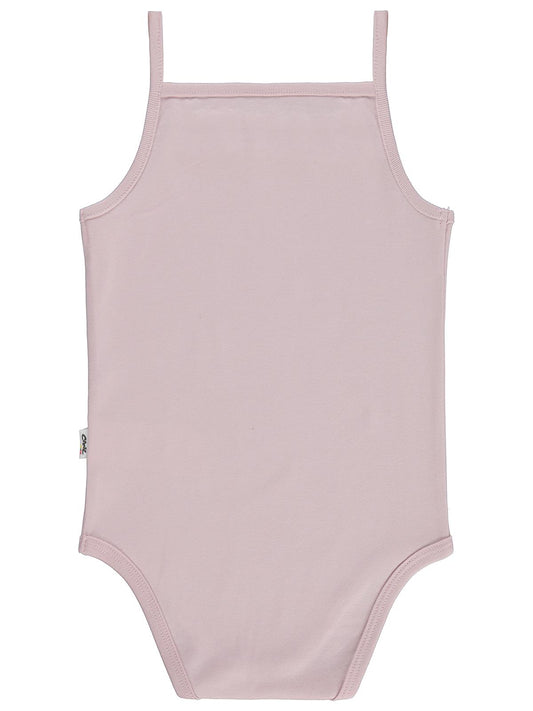 Civil Baby Penye İp Askılı Dantelli  Kız Çıtçıtlı Badi - Pembe