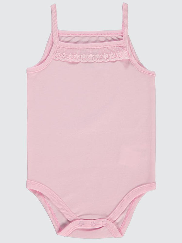 Civil Baby Penye İp Askılı Dantelli 2-3 Yaş Kız Çıtçıtlı Badi - Pembe
