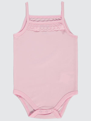 Civil Baby Penye İp Askılı Dantelli 2-3 Yaş Kız Çıtçıtlı Badi - Pembe