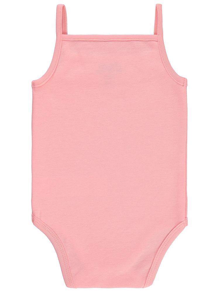 Civil Baby Penye İp Askılı Dantelli 3-9 Ay Kız Çıtçıtlı Badi - Pembe