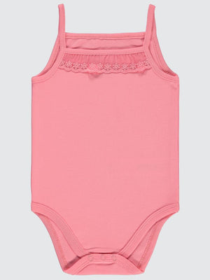 Civil Baby Penye İp Askılı Dantelli 2-3 Yaş Kız Çıtçıtlı Badi - Pembe