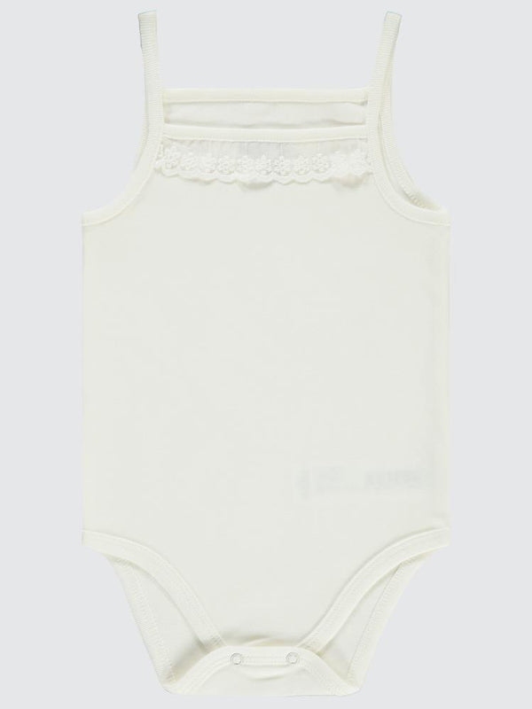 Civil Baby İp Askılı Dantelli 12-18 Ay Kız Çıtçıtlı Badi - Ekru
