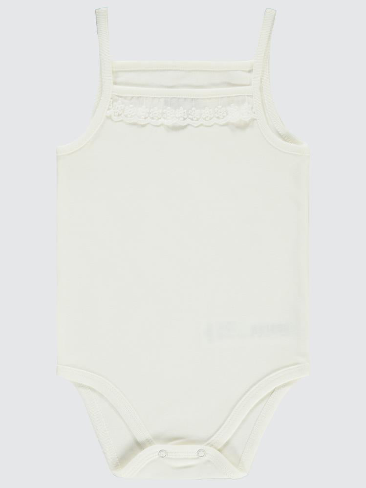 Civil Baby İp Askılı Dantelli 12-18 Ay Kız Çıtçıtlı Badi - Ekru
