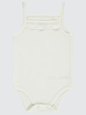 Civil Baby İp Askılı Dantelli 12-18 Ay Kız Çıtçıtlı Badi - Ekru
