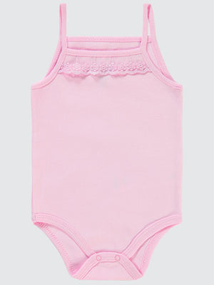 Civil Baby İp Askılı Dantelli 12-18 Ay Kız Çıtçıtlı Badi - Pembe
