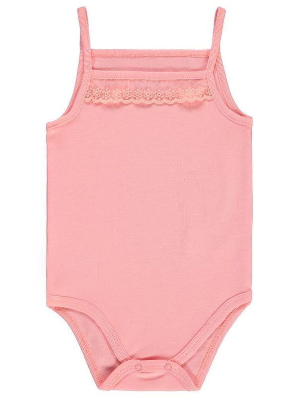 Civil Baby İp Askılı Dantelli 12-18 Ay Kız Çıtçıtlı Badi - Pembe