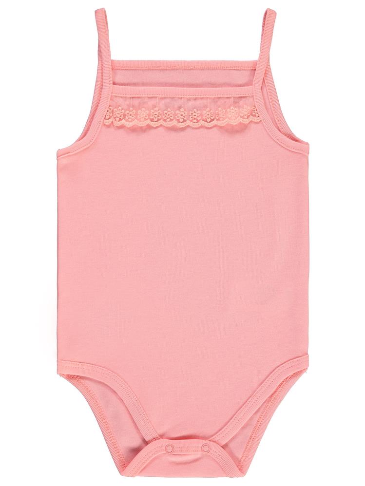 Civil Baby İp Askılı Dantelli 12-18 Ay Kız Çıtçıtlı Badi - Pembe