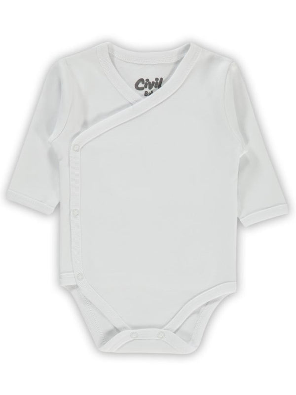 Civil Baby Renkli Kumaş 1-6 Ay Unisex Zıbın Badi - Beyaz