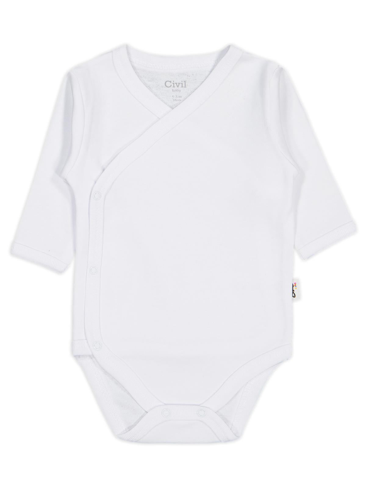 Civil Baby Renkli Kumaş 1-6 Ay Unisex Zıbın Badi - Beyaz