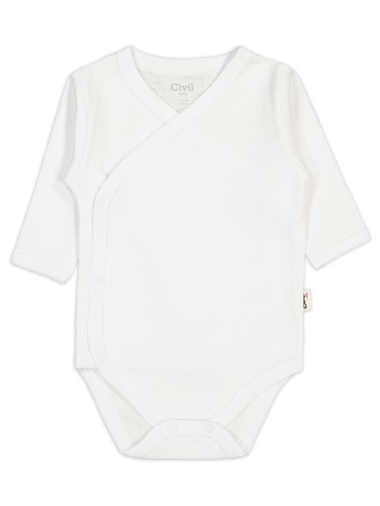 Civil Baby Renkli Kumaş 1-6 Ay Unisex Zıbın Badi - Ekru