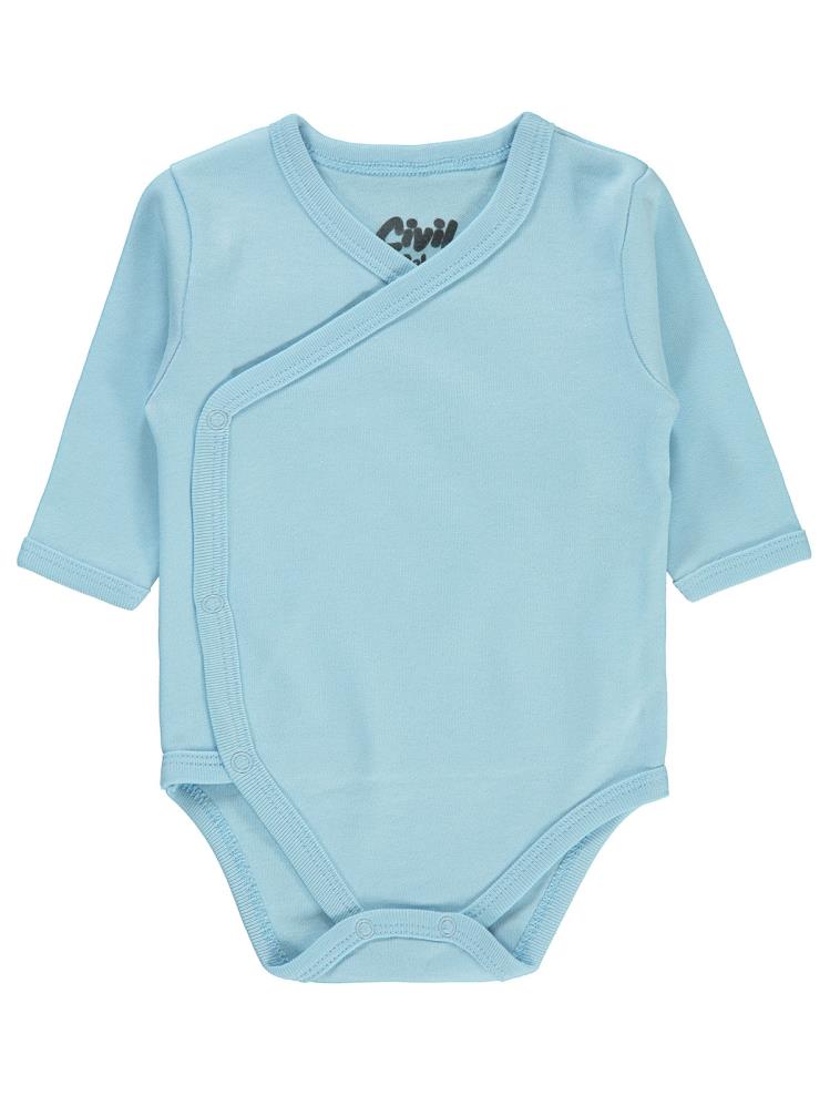 Civil Baby Renkli Kumaş 1-6 Ay Unisex Zıbın Badi - Mavi