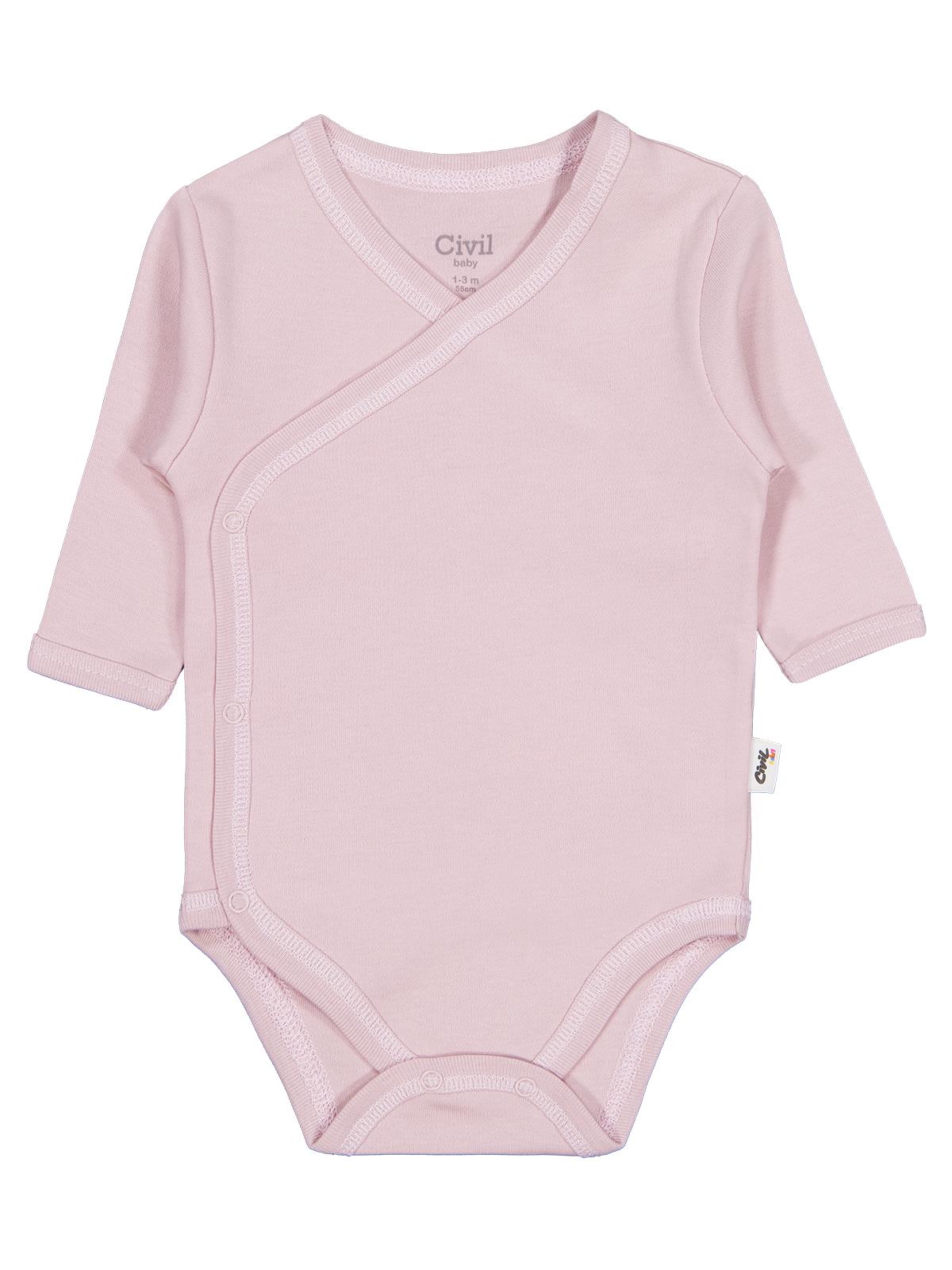 Civil Baby Renkli Kumaş 1-6 Ay Unisex Zıbın Badi - Pembe